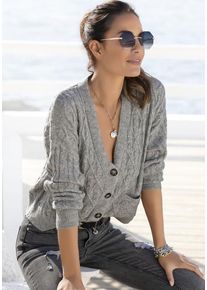 Lascana Strickjacke mehrfarbig Gr. 32/34 für Damen. Mit V-Ausschnitt. Figurumspielend