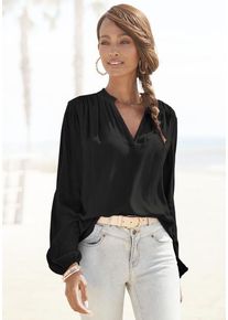 Lascana Schlupfbluse schwarz Gr. 34 für Damen. Mit tiefer V-Ausschnitt. Figurumspielend