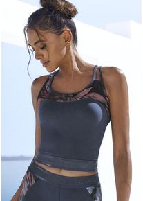 active by Lascana LASCANA ACTIVE Crop-Top blau Gr. XS (32/34) für Damen. Rundhals und Logodruck. Eng. Nachhaltig.