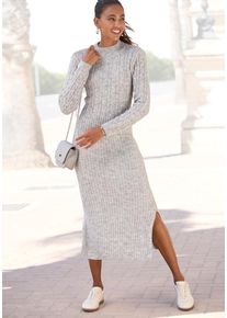 Lascana Strickkleid grau Gr. 38 für Damen. Figurbetont