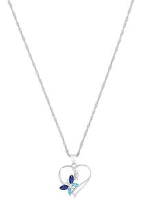 Amor Damen Kette mit Anhänger "Herz/Schmetterling, 2026579", Silber 925 (Sterlingsilber), L: 42cm B: 1,5mmsilberfarben, weiß, blau, Silber 925