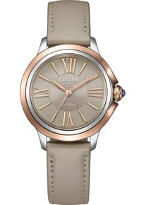 Citizen Damen Solaruhr "Citizen L"natur, Armbanduhren, Armbanduhr, Damenuhr, Lederarmband, analog, Batterie-Entladungsanzeige