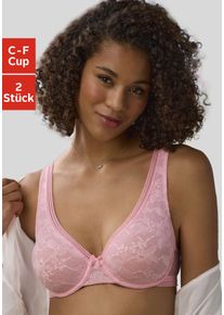 Petite Fleur Damen T-Shirt-BH, Gr. 95rosé, weiß, Mesh, Spitze, Obermaterial: 88% Polyamid, 12% Elasthan, feminin, BHs, mit Bügel im günstigen