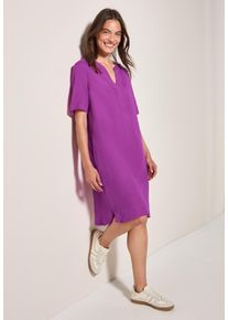 Cecil Damen Sommerkleidmagenta lacquer, casual, Gr. M, unifarben, Web, Obermaterial: 55% Leinen, 45% Viskose, Kleider, Splitneck, mit Leinen