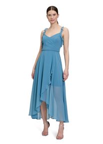 Vera Mont Damen Abendkleid "Vera Mont Abendkleid mit Volant"shiny blaustone, elegant, Gr. 38, Chiffon, Obermaterial: 100% Polyester. Futter: 100%