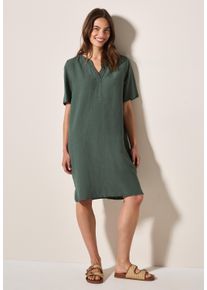 Cecil Damen Sommerkleidbalmy khaki, casual, Gr. XS, unifarben, Web, Obermaterial: 55% Leinen, 45% Viskose, Kleider, Splitneck, mit Leinen