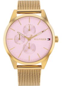 Tommy Hilfiger Damen Multifunktionsuhr "Camille"goldfarben, rosa, Armbanduhren, Quarzuhr, Armbanduhr, Damenuhr, Edelstahlarmband, analog