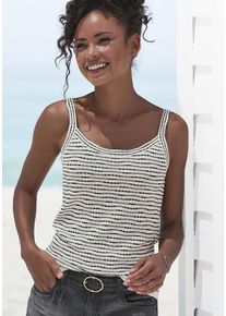 Vivance Stricktop 'mit Streifenstruktur' mehrfarbig Gr. 36/38 für Damen. Mit Rundhals. Normal. Nachhaltig.