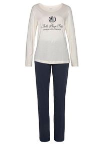 Lascana Pyjama blau Gr. 32/34 für Damen. Rundhals und Schriftzug. Bequem. Nachhaltig.
