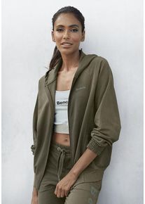 BENCH. LOUNGEWEAR Kapuzensweatjacke grün Gr. 32/34 für Damen. Nachhaltig.