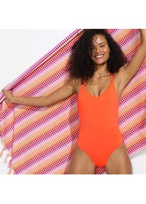 LANDS' END Komfort-Badeanzug mit V-Ausschnitt und gekreuzten Tr&auml;gern, Damen,  Orange, Polyester-Mischung/Nylon-Mischung, by Lands' End