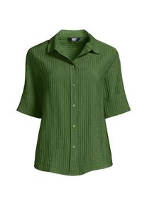 LANDS' END Kurz&auml;rmeliges Crinkle-Hemd, Damen,  Gr&uuml;n, Nylon/Viskose, by Lands' End