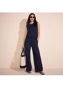 LANDS' END Weite Schlupfhose aus Leinenmix, Damen,  Blau, Leinen/Viskose, by Lands' End