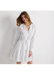 LANDS' END Minikleid mit Lochstickerei, Damen,  Wei&szlig;, Baumwolle, by Lands' End