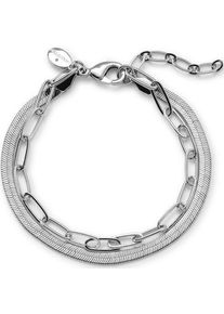 LANDS' END Wasserfestes Doppelkettenarmband, Damen,  Grau, by Lands' End
