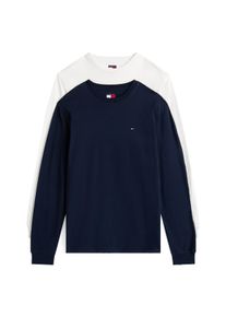 Tommy Jeans Herren Longsleeve "TJM SLIM 2PACK L/S EXT"schwarz night navy, ecru, casual, Gr. L, Single Jersey, Obermaterial: 100% Baumwolle, Shirts