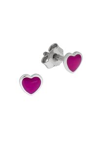 ZEEme for Kids Ohrringe Silber 925 Herz Lack rosa