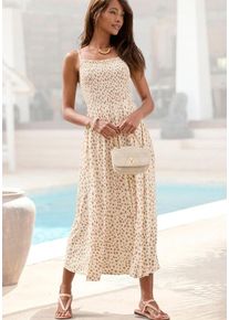 Lascana Midikleid mehrfarbig Gr. 42 für Damen. Eckiger Ausschnitt und Allover-Druck. Figurumspielend. Nachhaltig.