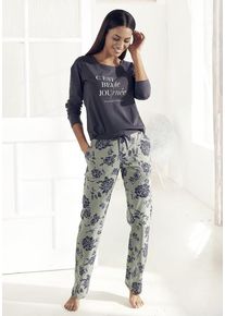 Vivance Dreams Pyjama mehrfarbig Gr. 32/34 für Damen. Rundhals und Print, Allover-Druck. Basic. Nachhaltig.