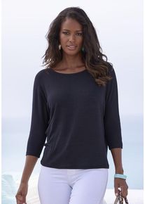 Lascana 3/4-Arm-Shirt 'aus weicher Feinstrickqualität' schwarz Gr. 32/34 für Damen. Mit Rundhals. Lässig Geschnitten. Nachhaltig.