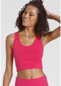 active by Lascana LASCANA ACTIVE Sporttop pink Gr. S (36/38) für Damen. Rundhals und Druck, Logodruck. Figurbetont. Nachhaltig.