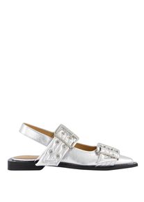 Ganni Hohe Schuhe - Dames Chunky Buckle Ballerina Zilver - Gr. 41 (EU) - in Gunmetal - f&uuml;r Damen
