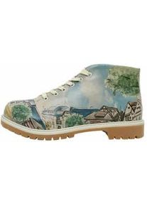 Stiefel DOGO "Shortcut Boots Travel Fills The Soul Damen Stiefeletten", Damen, Gr. 36, Normalschaft, bunt (natur), Lederimitat, Schuhe Stiefel, Handgefertigt