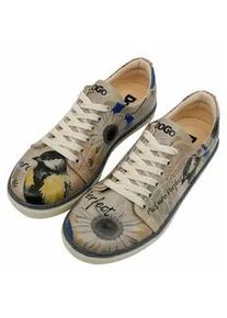 Sneaker DOGO "Classic Schn&uuml;rsneaker Picture Perfect Damen Sneaker", Damen, Gr. 36, Normalschaft, bunt (natur), Lederimitat, Schuhe Sneaker, Handgefertigt