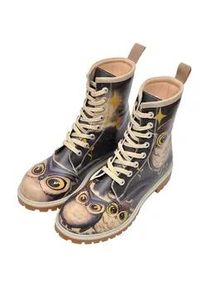 Schn&uuml;rboots DOGO "Longe Boots Schn&uuml;rstiefel It Wasn't Me Damen Stiefeletten", Damen, Gr. 41, Normalschaft, schwarz (braun, schwarz), Lederimitat, Schuhe Schn&uuml;rboots, Handgefertigt