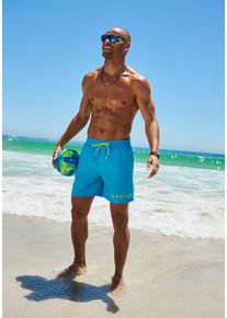 Badeshorts Venice Beach, Herren, Gr. S, N-Gr, blau, Microfaser, Recycling-Polyester, unifarben, Badehosen Badeshorts, seitliche Eingrifftasche mit Rei&szlig;verschluss, Topseller