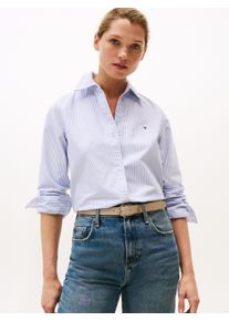 Tommy Hilfiger Damen Hemdbluse "OXFORD RELAXED FIT SHIRT"mid blau stripes, klassisch, Gr. 46, gestreift, Web, Obermaterial: 100% Baumwolle, Blusen,