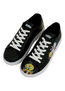 Sneaker DOGO "Ace Low-Top Sneaker Life Goes On Damen Sneaker, Ace Low-Top", Damen, Gr. 38, Normalschaft, schwarz, Lederimitat, Schuhe Sneaker, Handgefertigt