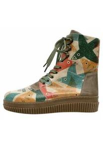 Schn&uuml;rboots DOGO "Future High Top Boots Together We Fly Damen Stiefeletten", Damen, Gr. 38, Normalschaft, beige (natur), Lederimitat, Schuhe Schn&uuml;rboots, Handgefertigt