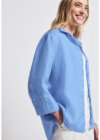 Street One Damen Hemdbluseserenity blau, casual, Gr. 38, unifarben, Web, Obermaterial: 100% Leinen, Blusen, mit 3/4-Ärmel