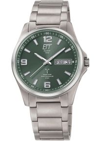 ETT Herren Funkuhr "Everest"titanfarben, grün, Armbanduhren, Armbanduhr, Herrenuhr, Datum, Solar, Titan