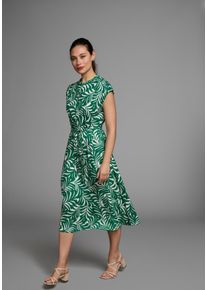 HECHTER PARIS Damen Midikleidgrün, floral, gemustert, feminin, Gr. 46, gemustert, Obermaterial: 100% Viskose, Kleider, mit Knopfleiste und Bindetaille
