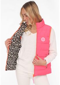 Zwillingsherz Damen Wendeweste "Wendeweste kurz "Leo""neon pink, beige, modisch, Gr. M, Obermaterial: 100% Polyester, Westen, beidseitig tragbar mit