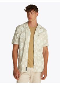 Tommy Jeans Herren Kurzarmhemd "TJM REG SLUB AOP SS SHIRT EXT"newsprint floral aop, casual, Gr. XXL, Web, Obermaterial: 100% Baumwolle, Hemden
