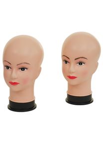 2x Mannequin-Kopf MCW-G81, Perückenpuppe weiblich Frau Schaufensterfigur Puppe Schaufensterpuppe, 30cm