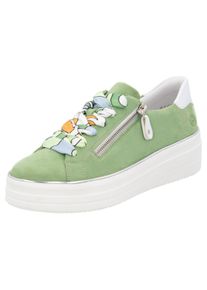 Remonte Damen Plateausneaker, Gr. 43efeu, weiß, Veloursleder, kontrastfarbene Details, sportlich, Schuhe, Freizeitschuh, Halbschuh, Schnürschuh mit