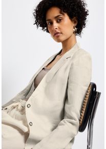 Street One Damen Jackenblazermoonstone sand, casual, Gr. 38, unifarben, Web, Obermaterial: 100% Leinen, Blazer, mit Revers Kragen