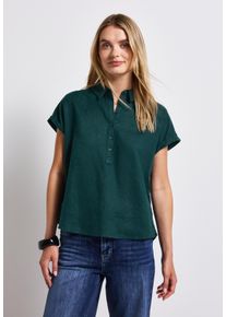 Street One Damen Hemdbluseschwarz garden grün, casual, Gr. 38, unifarben, Web, Obermaterial: 60% Leinen, 40% Baumwolle, Blusen