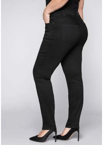 Große Größen Skinny Stretch-Jeans mit Bodyforming-Effekt Gr. 48 schwarz von sheego für Damen
