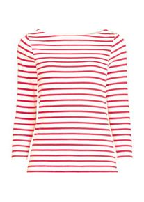 LANDS' END Gestreiftes Baumwollshirt mit 3/4-&Auml;rmeln, Damen,  Wei&szlig;, Baumwolle, by Lands' End