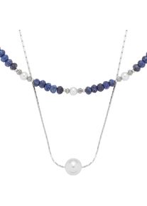 Leonardo Damen Kette mit Anhänger "Halskette Anjana, 024311", Edelstahl-Perlen, L: 50cm B: 8mmedelstahlfarben, blau, grau, weiß, Edelstahl, Perlen,