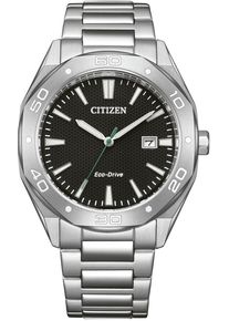 Citizen Herren Solaruhrsilberfarben, schwarz, Armbanduhren, Armbanduhr, Herrenuhr, analog, Tag, Batterie-Entladungsanzeige