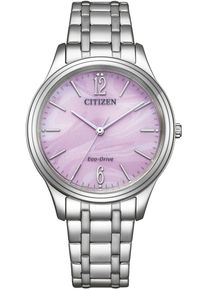 Citizen Damen Solaruhrsilberfarben, rosa, Armbanduhren, Armbanduhr, Damenuhr, Edelstahlarmband, Batterie-Entladungsanzeige