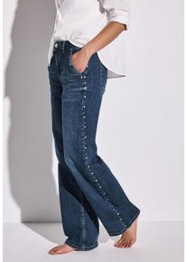 Street One Damen High-waist-Jeansdunkelblau wash, casual, Gr. 28, unifarben, Denim/Jeans, Obermaterial: 82% Baumwolle, 15% Polyester, 3% Elasthan,