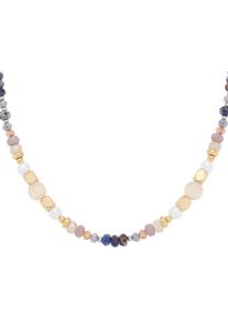 Leonardo Damen Charm-Kette "Halskette Babsi, 024313", Edelstahl-Perlen, L: 50cm B: 6mmedelstahlfarben, gelbgoldfarben, blau, grau, apricot,