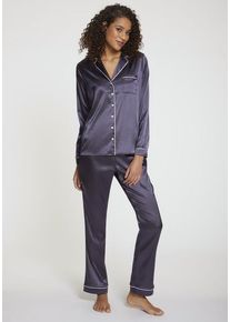 s.Oliver Pyjama blau Gr. 46 für Damen. Kontrastpaspelierung und Piping, Kontrastdetails. Bequem